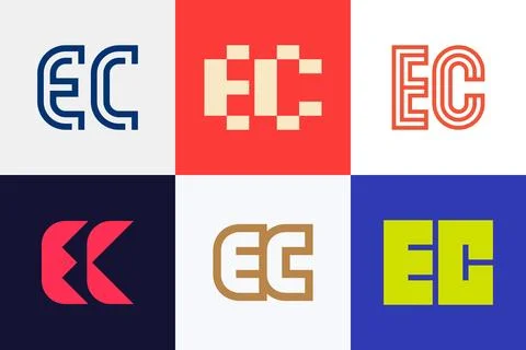 Set of letter EC logos Stock Illustration