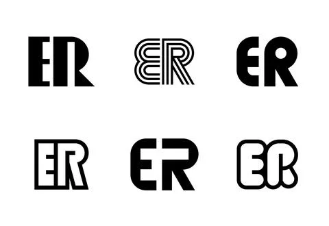 Set of letter ER logos Stock Illustration