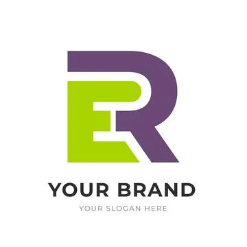 Set of Letter ER, RE, E and R Logo Design Collection, Initial Monogram Logo.. Stock Illustration