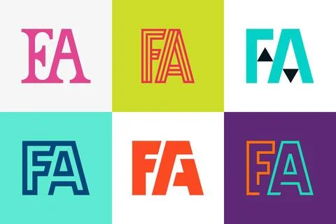 Set of letter FA logos Stock Illustration