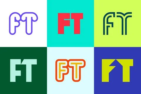 Set of letter FT logos Stock Illustration