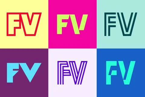 Set of letter FV logos Stock Illustration