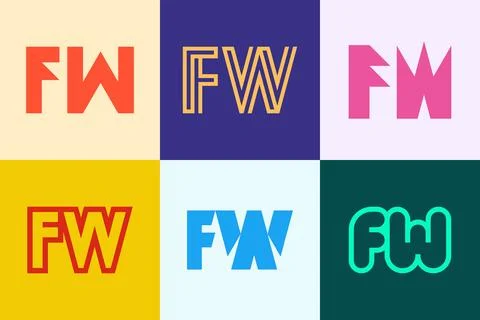 Set of letter FW logos Stock Illustration