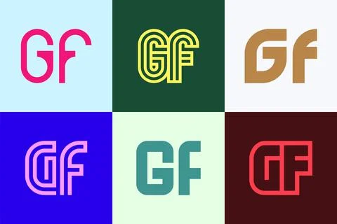 Set of letter GF logos Stock Illustration