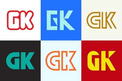 Set of letter GK logos Stock Illustration