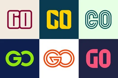 Set of letter GO logos Stock Illustration