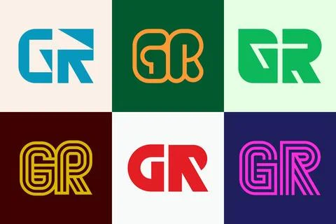 Set of letter GR logos Stock Illustration