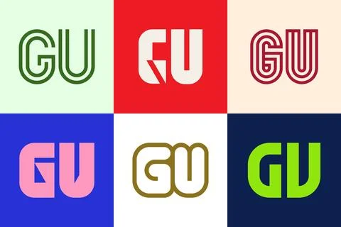 Set of letter GU logos Stock Illustration