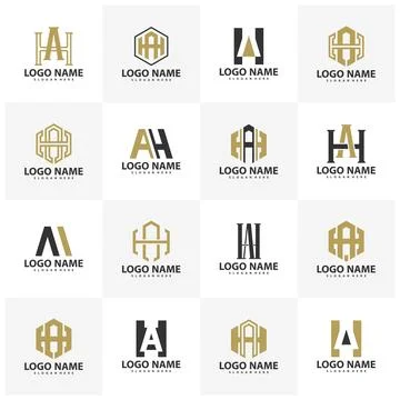 Set of Letter H A logo vector template, Creative Initial H A logo design co.. Stock Illustration