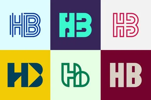 Set of letter HB logos Stock Illustration
