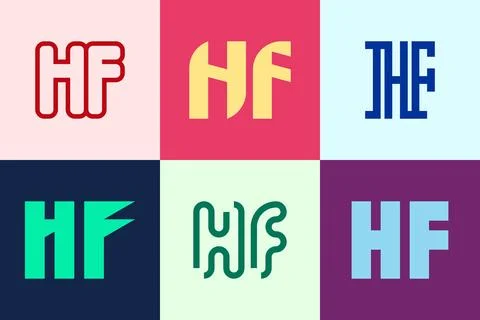 Set of letter HF logos Stock Illustration