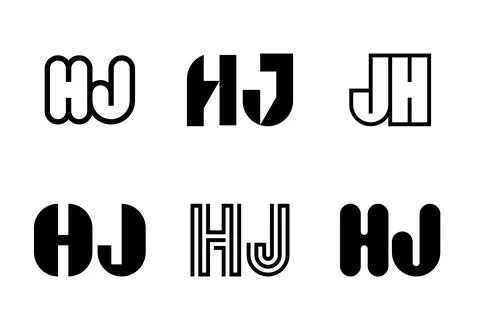 Set of letter HJ logos Stock Illustration