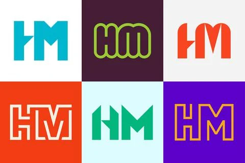 Set of letter HM logos Stock Illustration