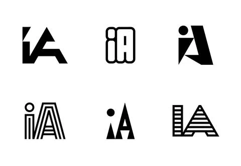 Set of letter IA logos Stock Illustration