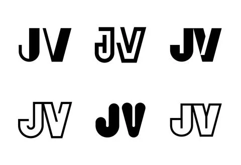 Set of letter JV logos Stock Illustration