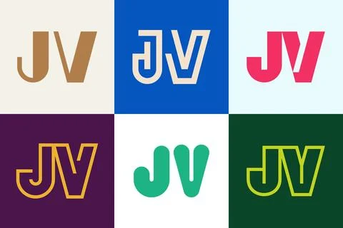 Set of letter JV logos Stock Illustration