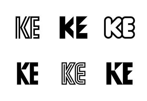 Set of letter KE logos Stock Illustration