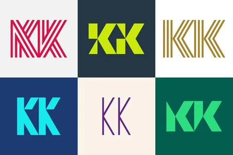 Set of letter KK logos Stock Illustration