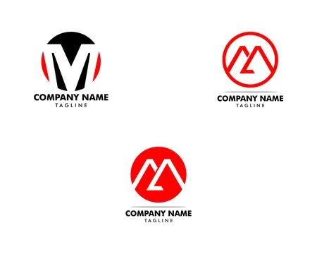 Set of Letter M Circle Initial Logo Design Template Element Stock Illustration
