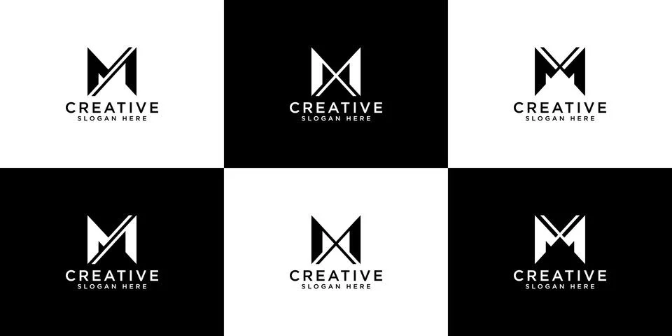 Set of letter m logo vector design Stock Illustration