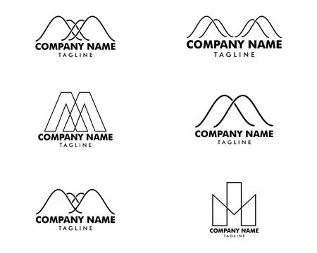 Set of Letter M vector line logo design 스톡 일러스트