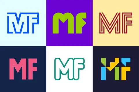 Set of letter MF logos Stock Illustration
