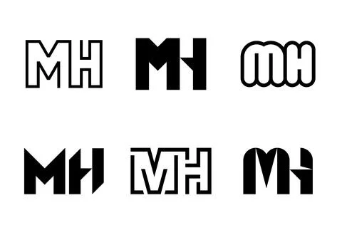 Set of letter MH logos Stock Illustration