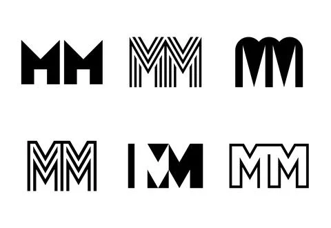 Set of letter MM logos Stock Illustration