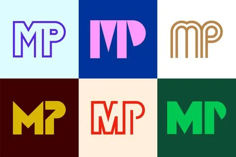 Set of letter MP logos Stock Illustration