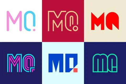 Set of letter MQ logos Stock Illustration