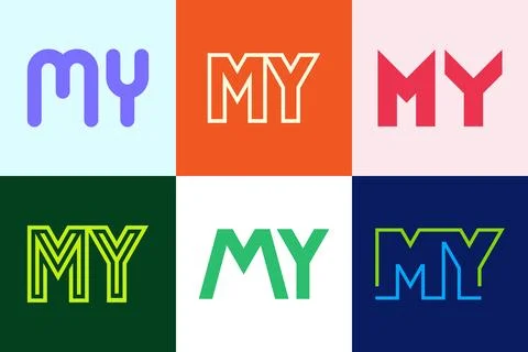 Set of letter MY logos Stock Illustration