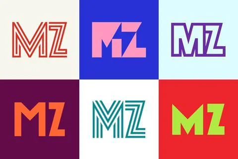 Set of letter MZ logos Stock Illustration
