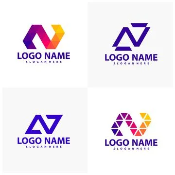 Set of Letter N A V logo vector template, Creative Initial A V N logo desig.. 스톡 일러스트