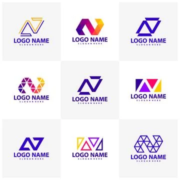 Set of Letter N A V logo vector template, Creative Initial A V N logo desig.. Illustrazione stock