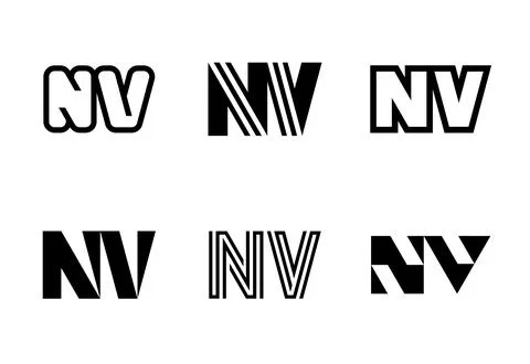Set of letter NV logos Stock Illustration