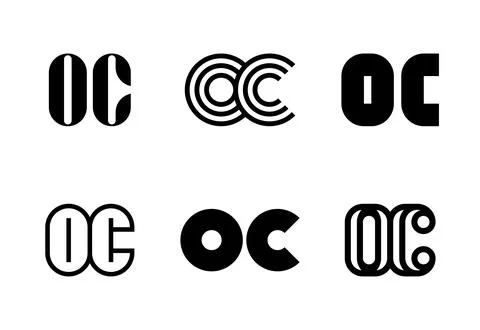 Set of letter OC logos Stock Illustration