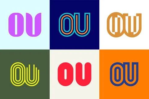 Set of letter OU logos Stock Illustration
