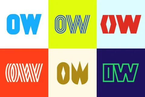 Set of letter OW logos Stock Illustration
