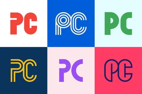 Set of letter PC logos Stock Illustration
