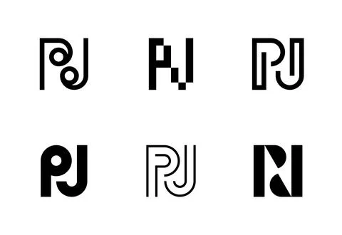 Set of letter PJ logos Stock Illustration