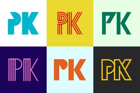 Set of letter PK logos Stock Illustration