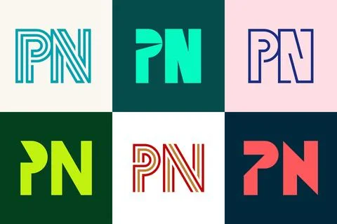 Set of letter PN logos Stock Illustration