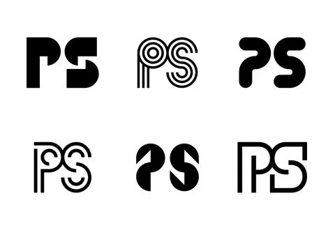 Set of letter PS logos Stock Illustration