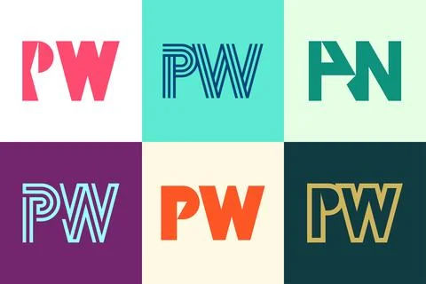 Set of letter PW logos Stock Illustration