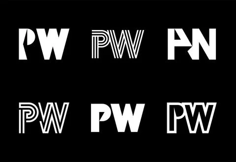 Set of letter PW logos Stock Illustration