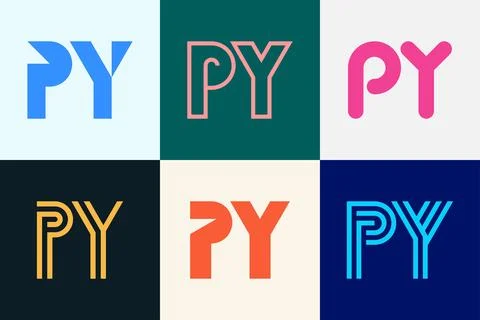 Set of letter PY logos Stock Illustration