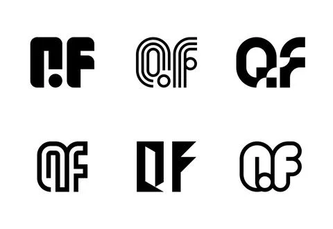 Set of letter QF logos Stock Illustration