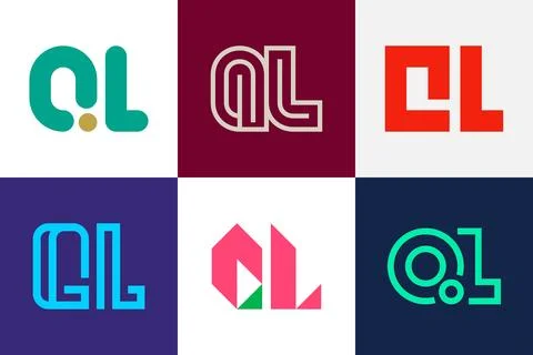 Set of letter QL logos Stock Illustration