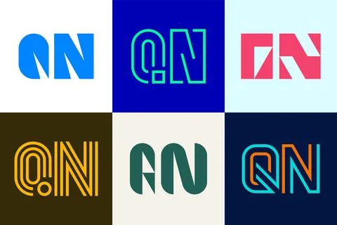 Set of letter QN logos Stock Illustration