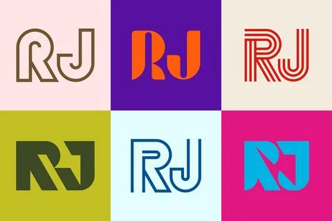 Set of letter RJ logos Stock Illustration